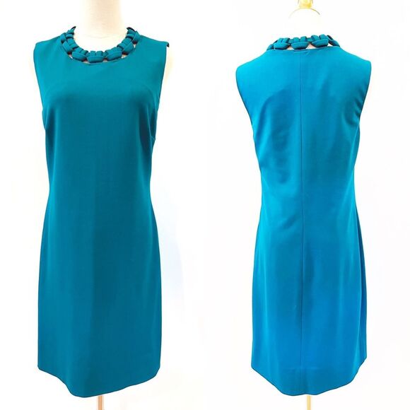 Diane Von Furstenberg Ayanna Blue Sleeveless Dress Size 8 Office Career - Picture 2 of 13
